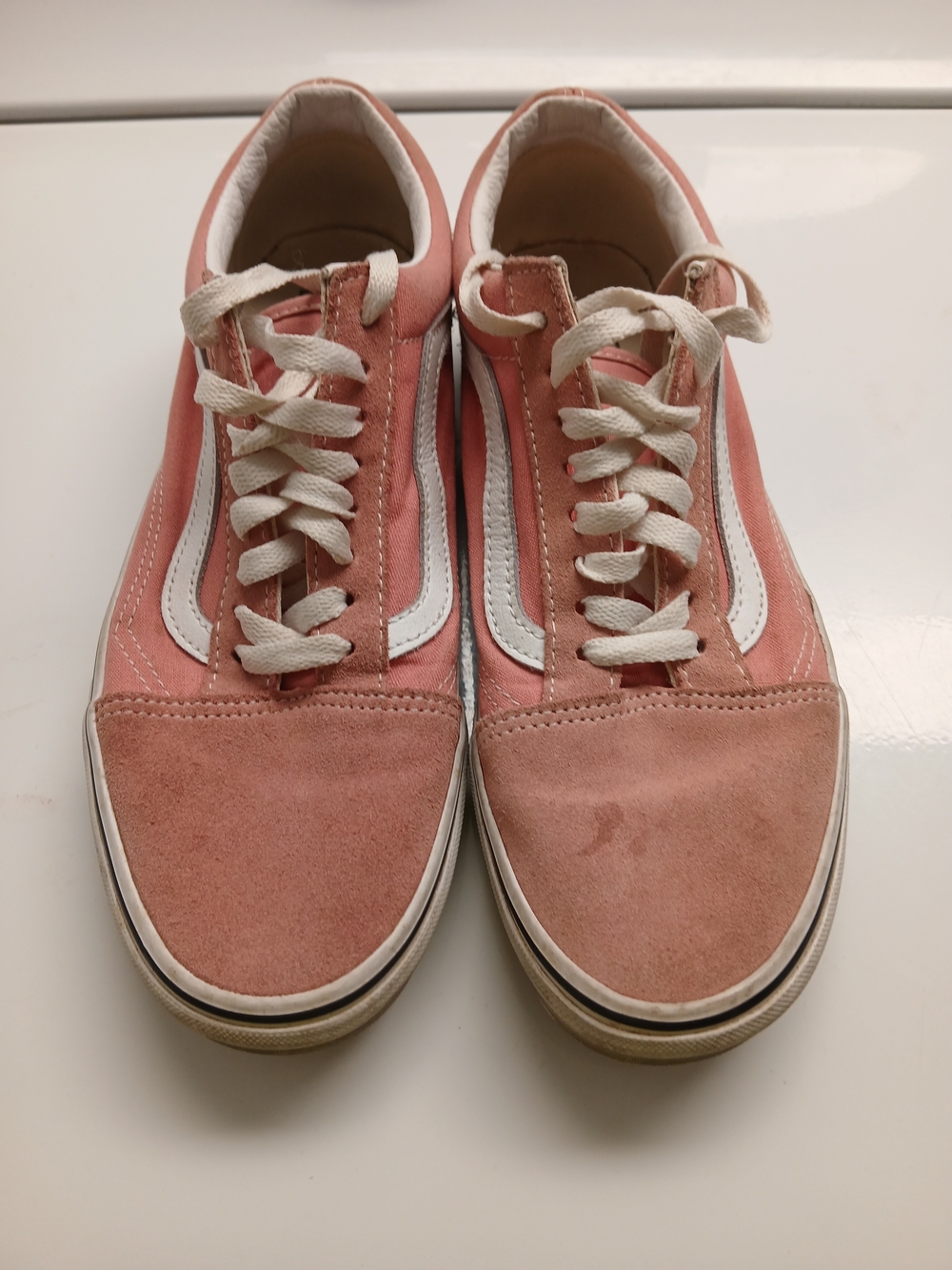 Vans Pink Suede Old Skool Sneakers with White Stripe